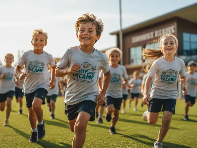 Dzieci biegające podczas półkolonii sportowych