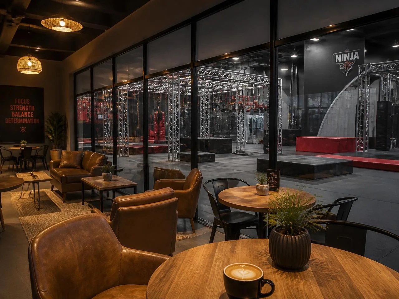 Strefa dla rodziców z kawiarnią w Ninja Club Kraków